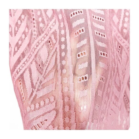 Bcbgmaxazria Top Womens Medium Agda Pink Long Sleeve Lace Blouse shirt  NWT fall - Picture 4 of 7